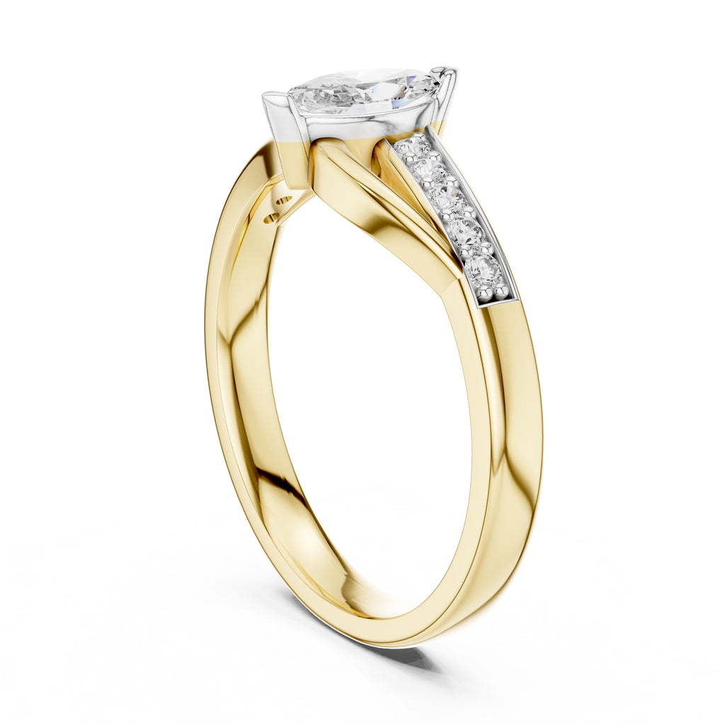 Swirling Marquise Statement Ring Yellow Gold