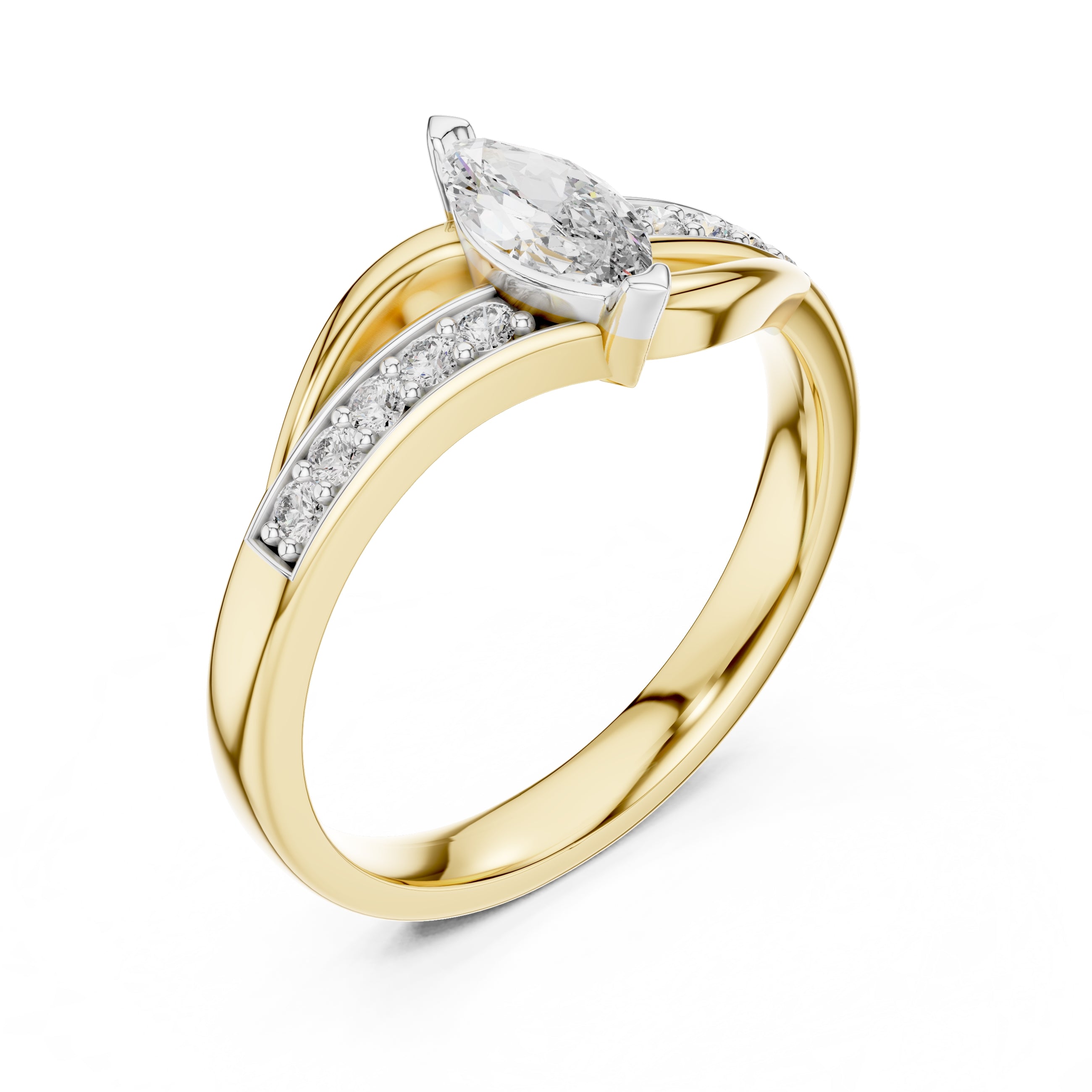 Swirling Marquise Statement Ring Yellow Gold