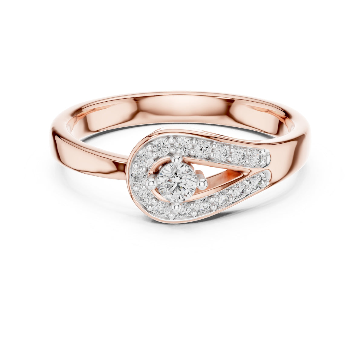 Teardrop Halo Statement Ring Rose Gold