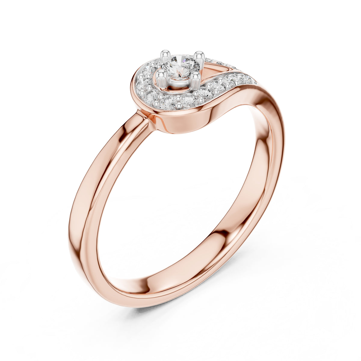 Teardrop Halo Statement Ring Rose Gold