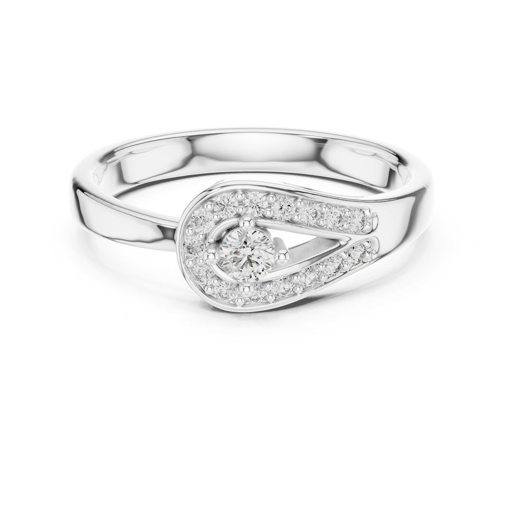 Teardrop Halo Statement Ring White Gold