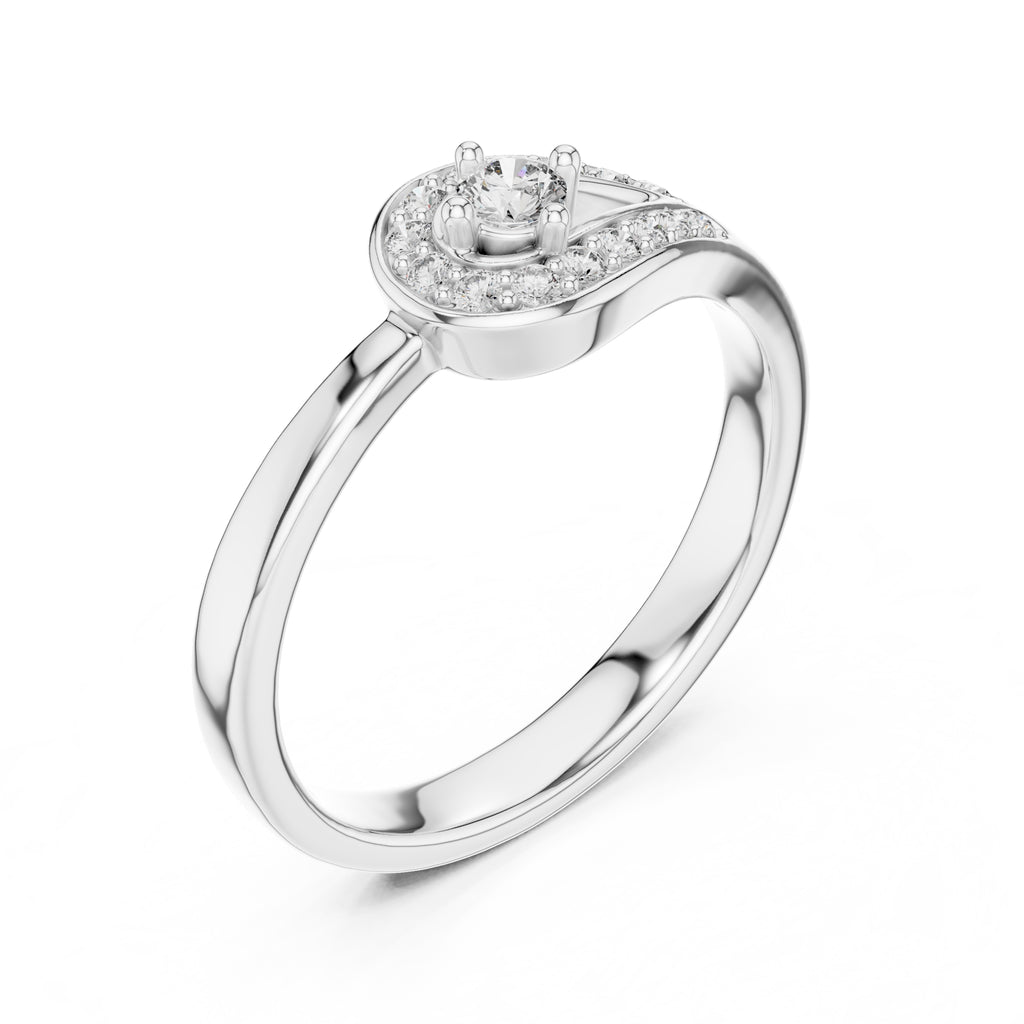 Teardrop Halo Statement Ring White Gold