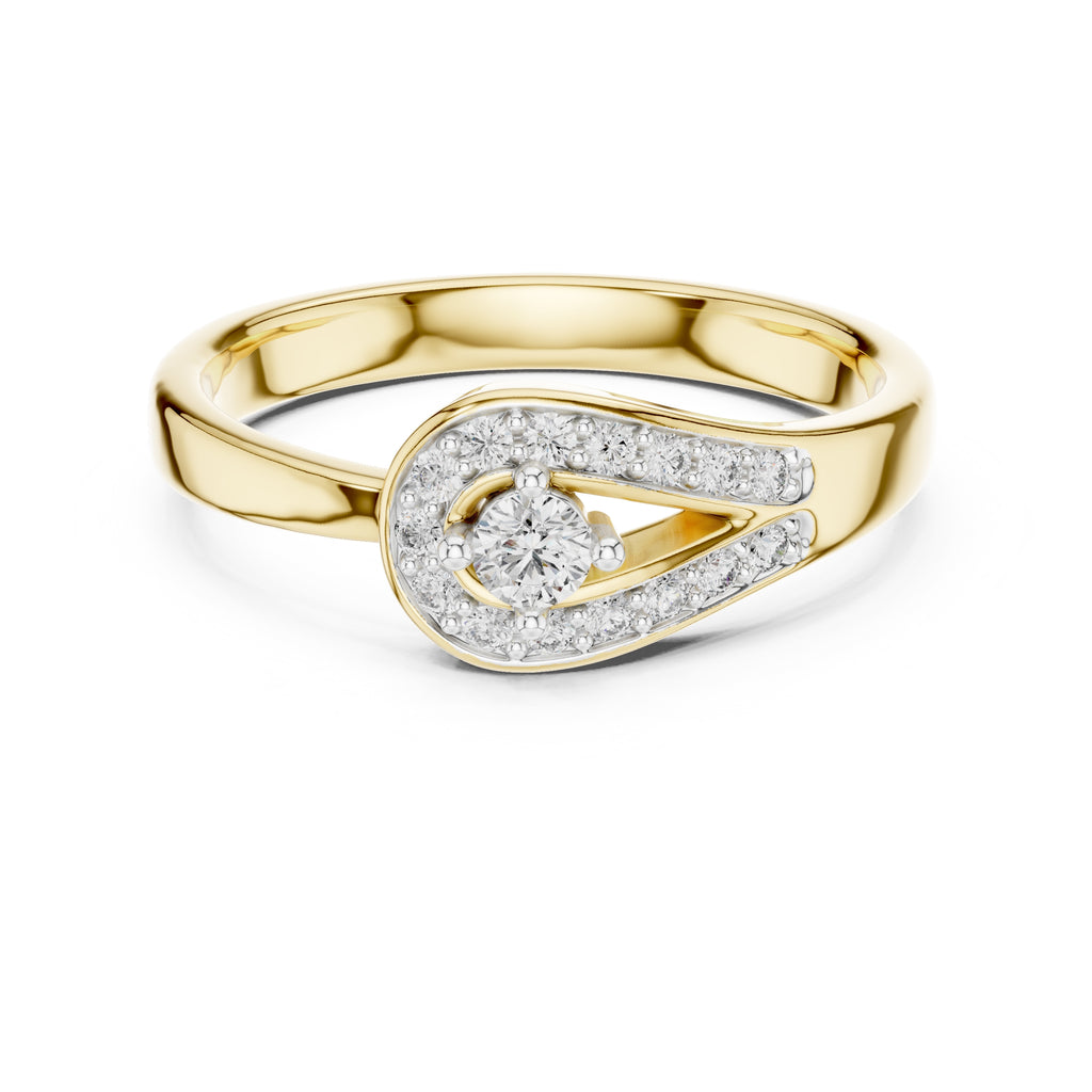 Teardrop Halo Statement Ring Yellow Gold