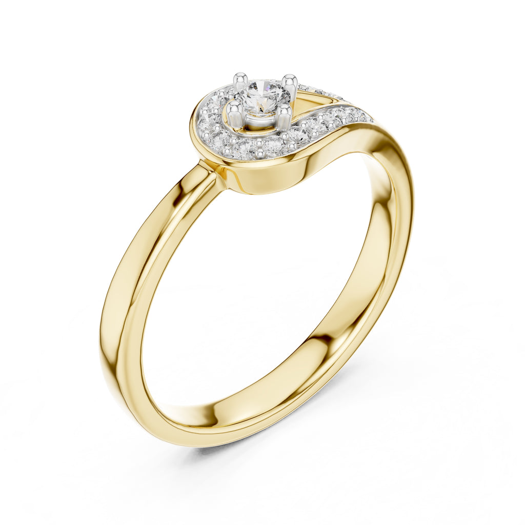 Teardrop Halo Statement Ring Yellow Gold