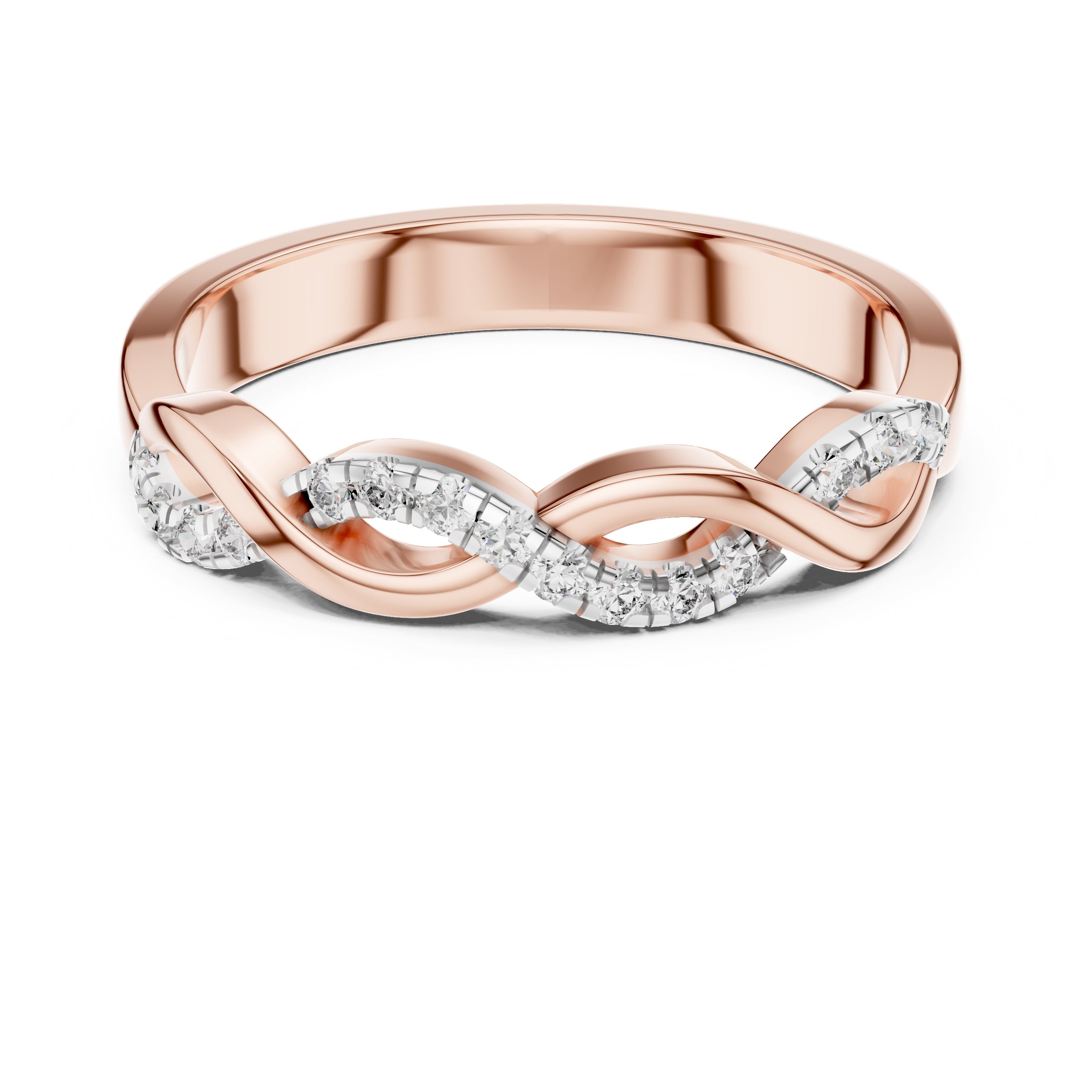 Intertwined Twisted Band Statement Ring Rose Gold