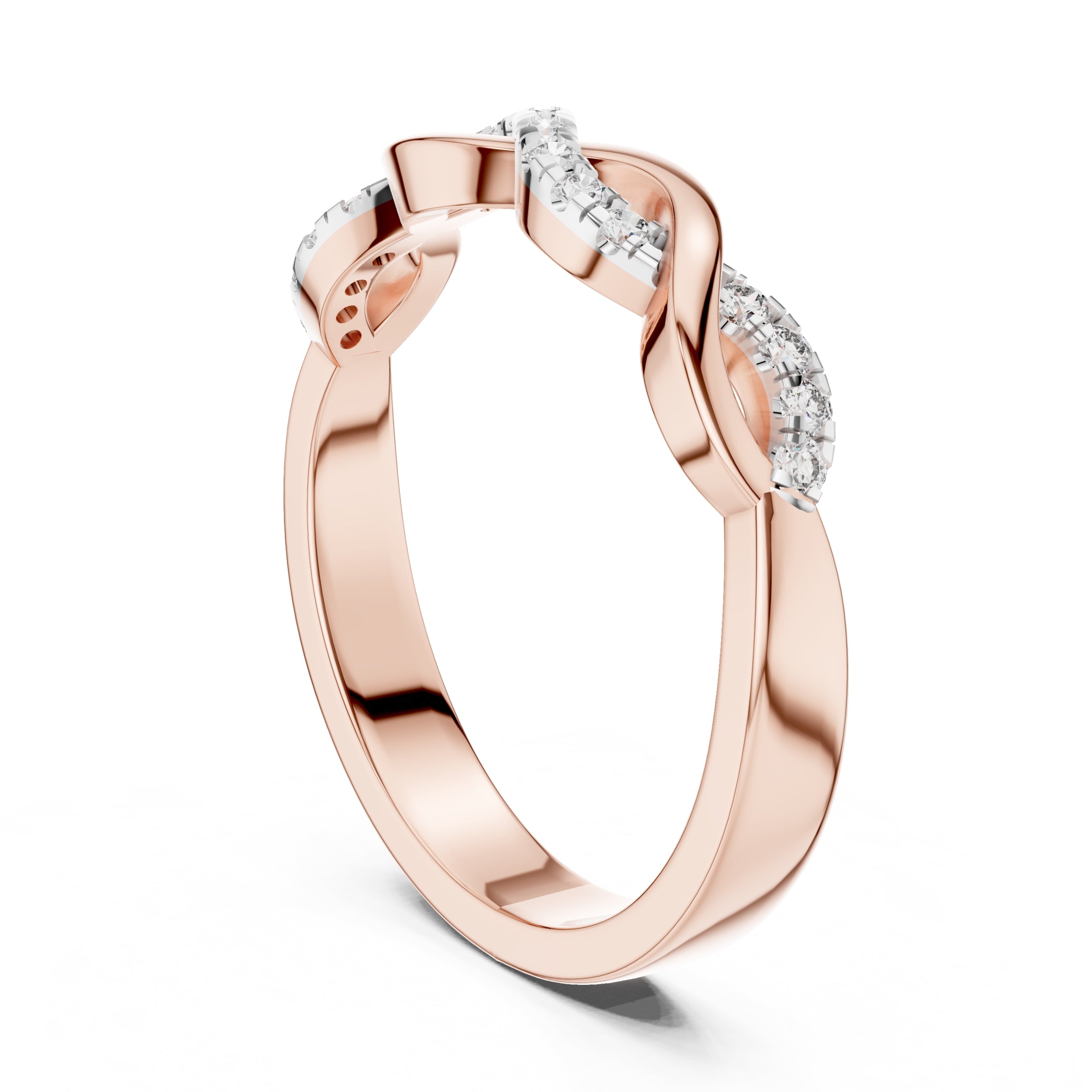 Intertwined Twisted Band Statement Ring Rose Gold
