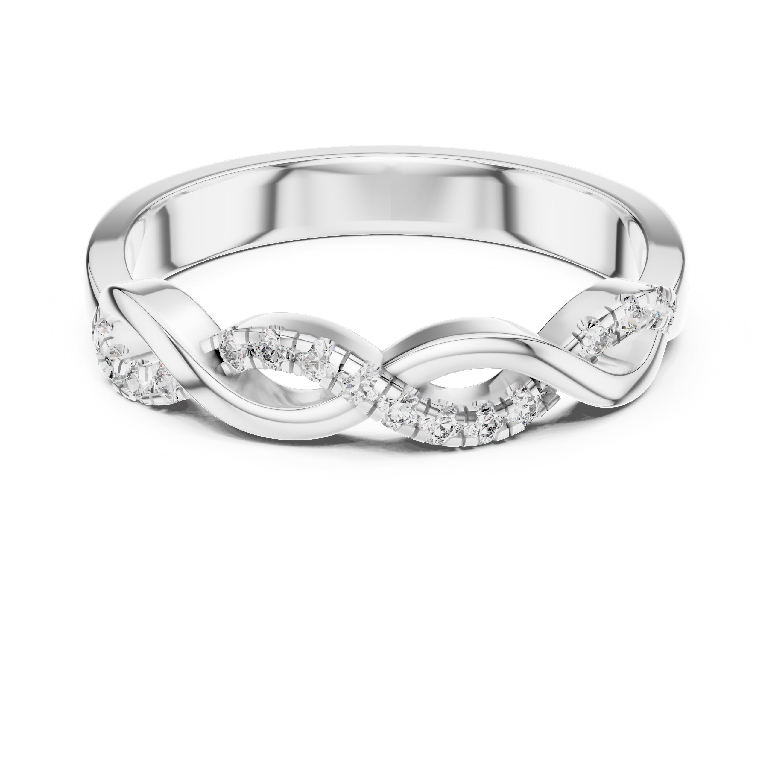 Intertwined Twisted Band Statement Ring White Gold