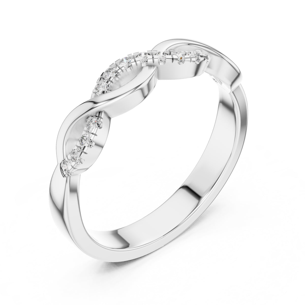 Intertwined Twisted Band Statement Ring White Gold