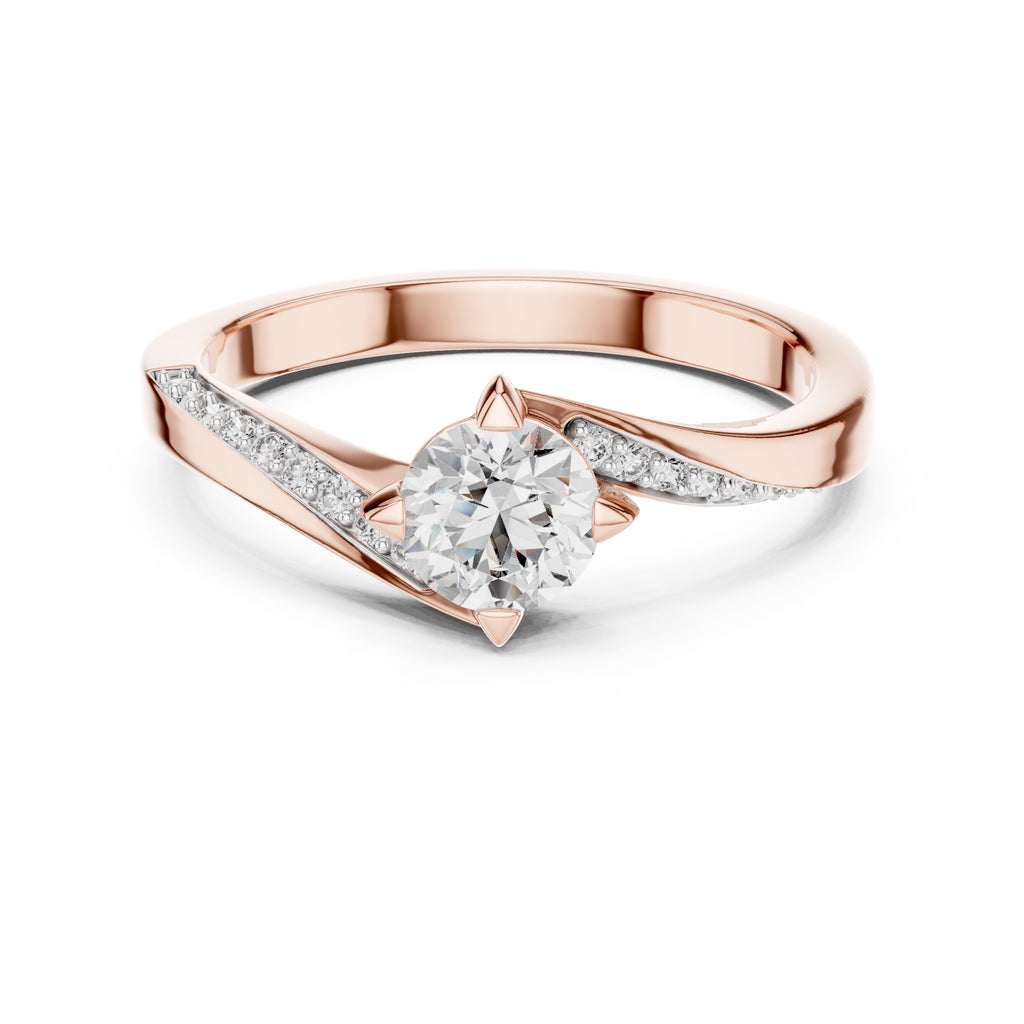 Swirling Solitaire Statement Ring 0.5ct Rose Gold