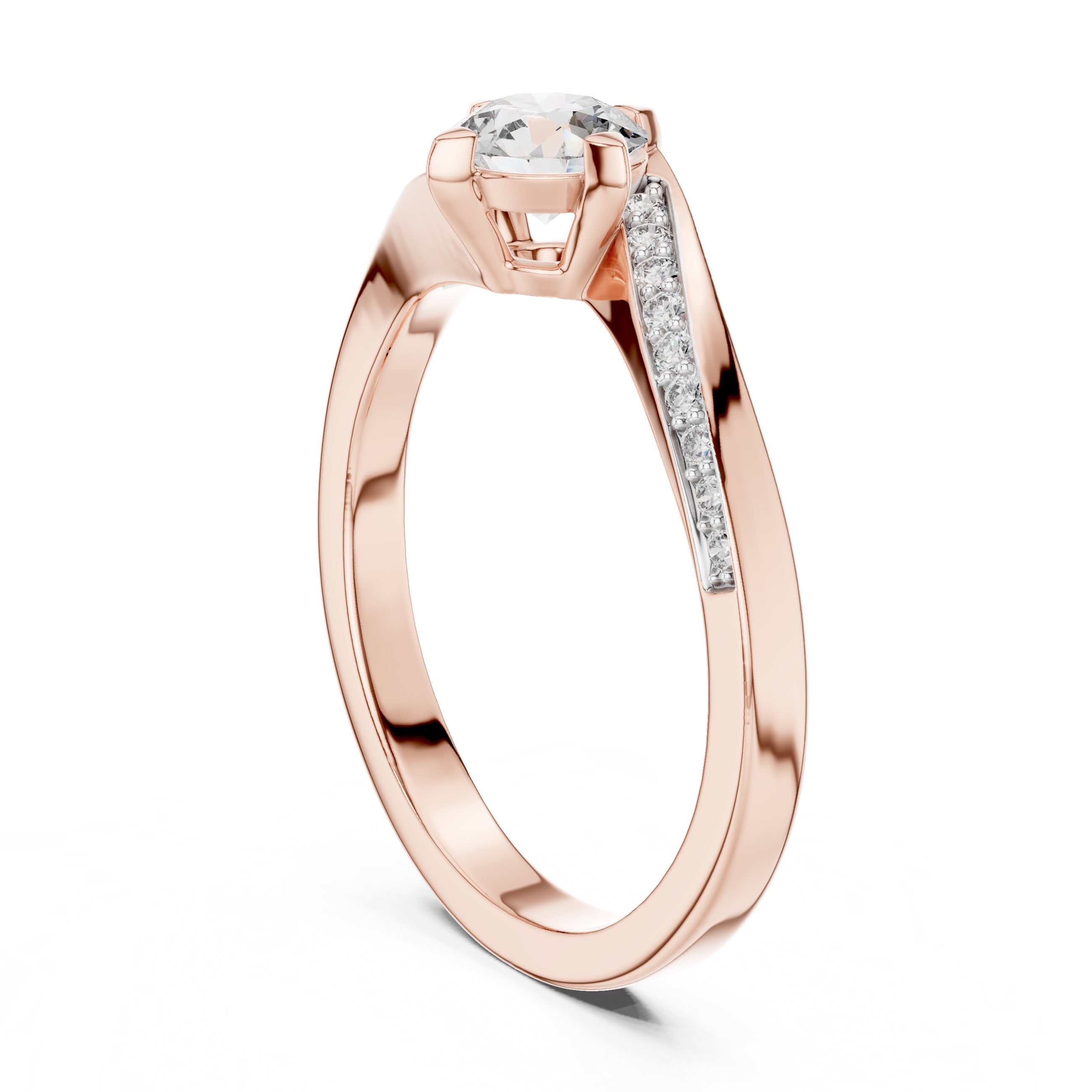 Swirling Solitaire Statement Ring 0.5ct Rose Gold
