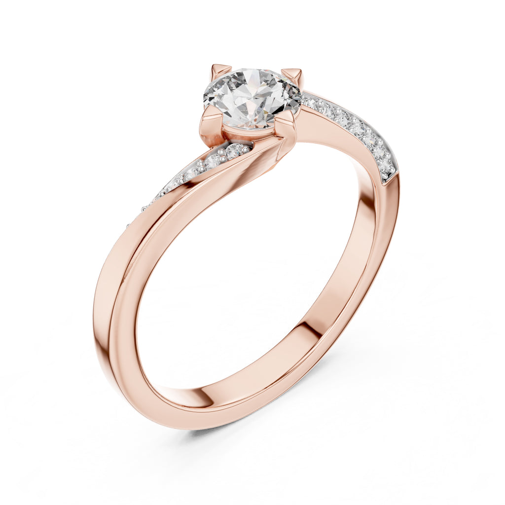 Swirling Solitaire Statement Ring 0.5ct Rose Gold