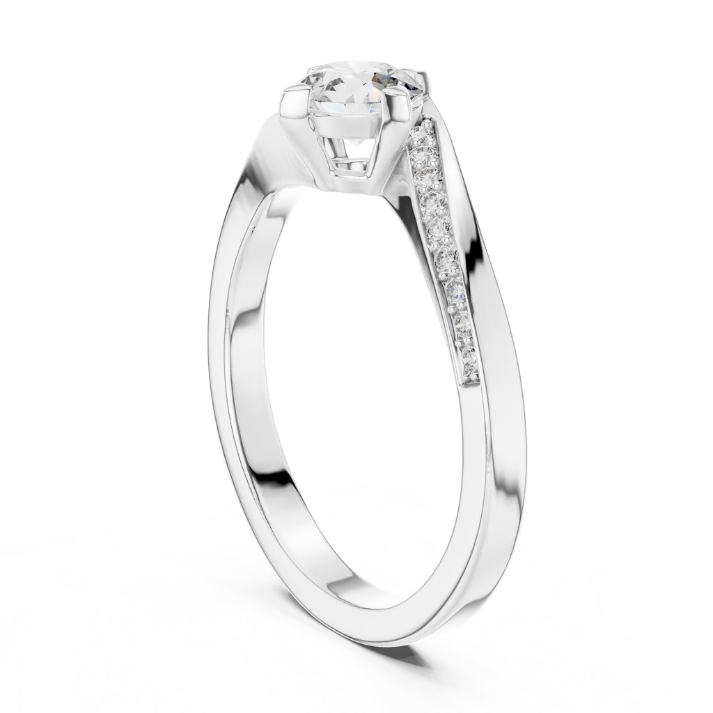 Swirling Solitaire Statement Ring 0.5ct White Gold