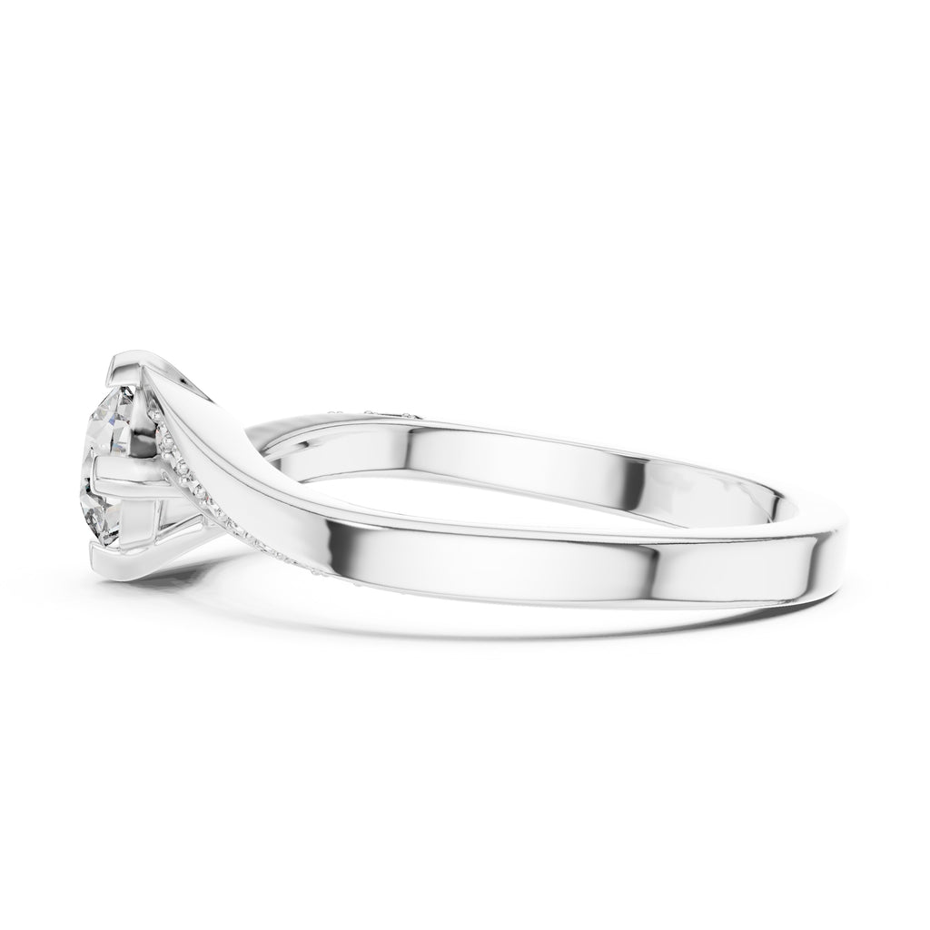 Swirling Solitaire Statement Ring 0.5ct White Gold