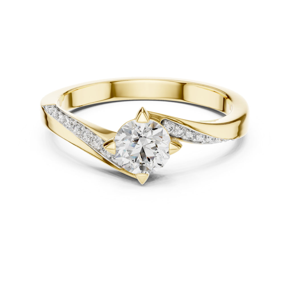 Swirling Solitaire Statement Ring 0.5ct Yellow Gold