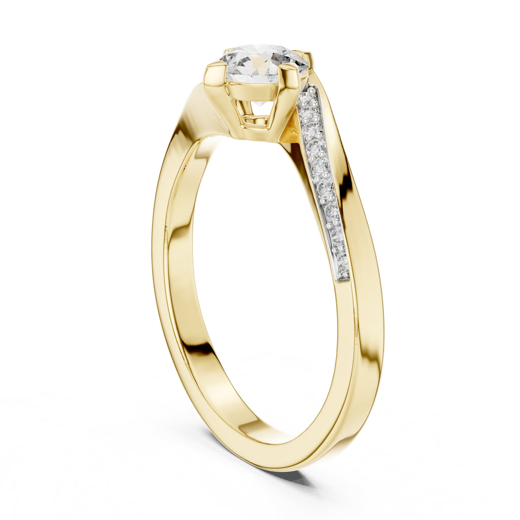 Swirling Solitaire Statement Ring 0.5ct Yellow Gold