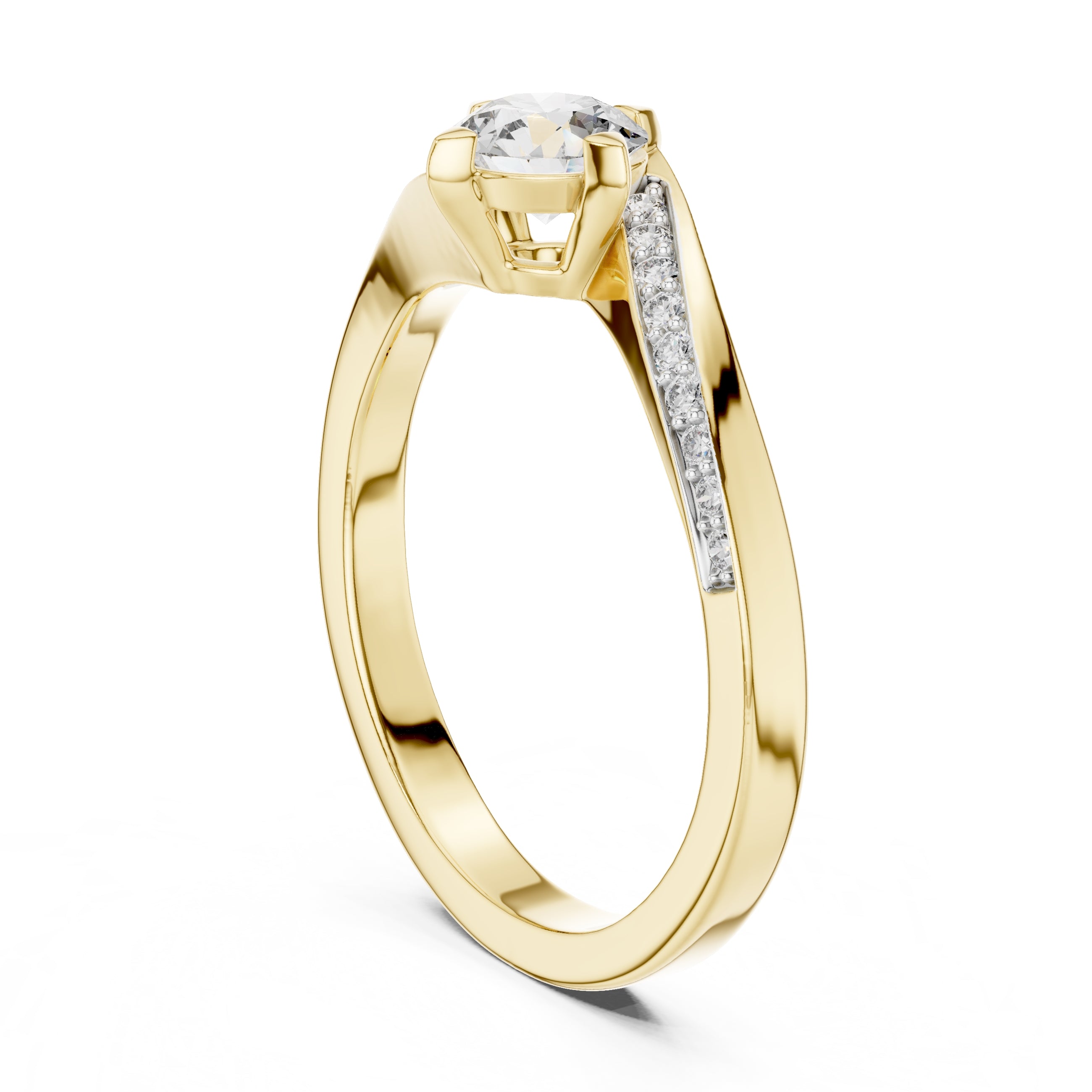 Swirling Solitaire Statement Ring 0.5ct Yellow Gold