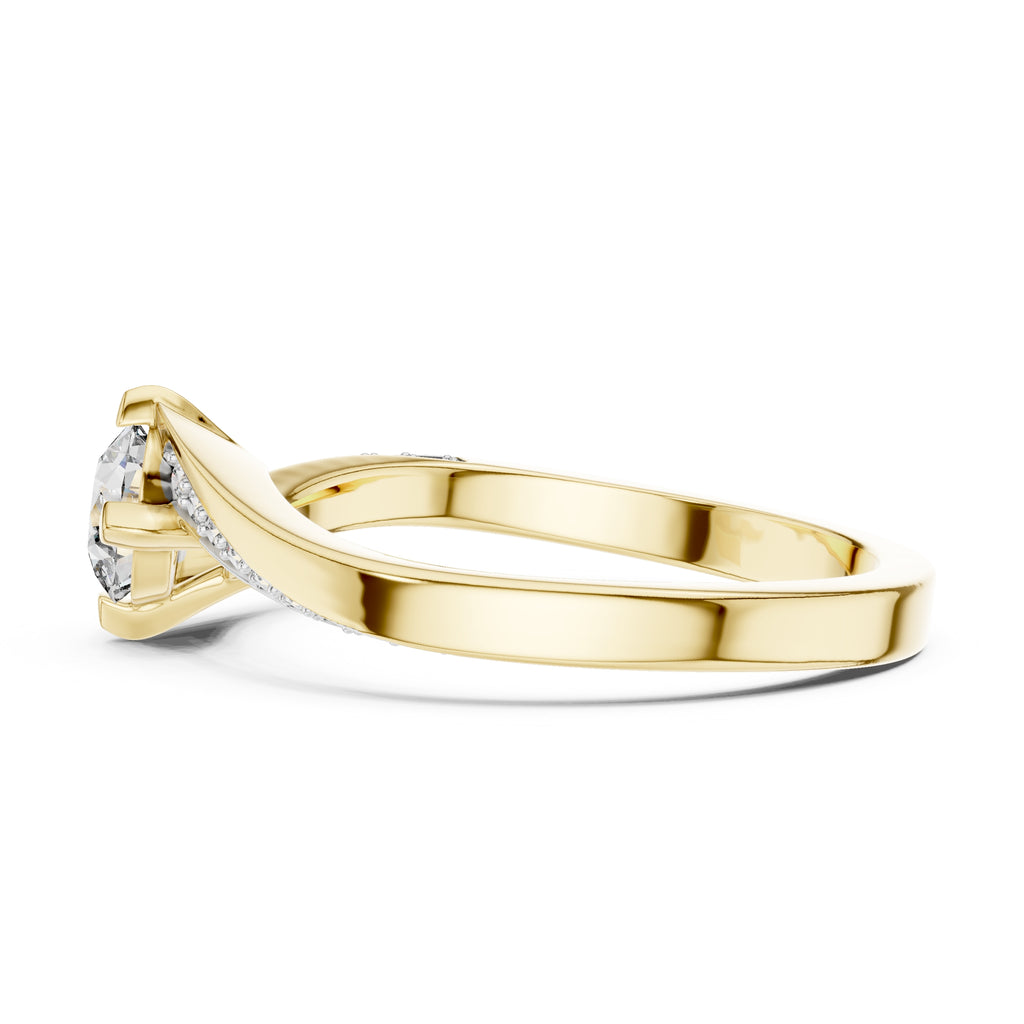 Swirling Solitaire Statement Ring 0.5ct Yellow Gold