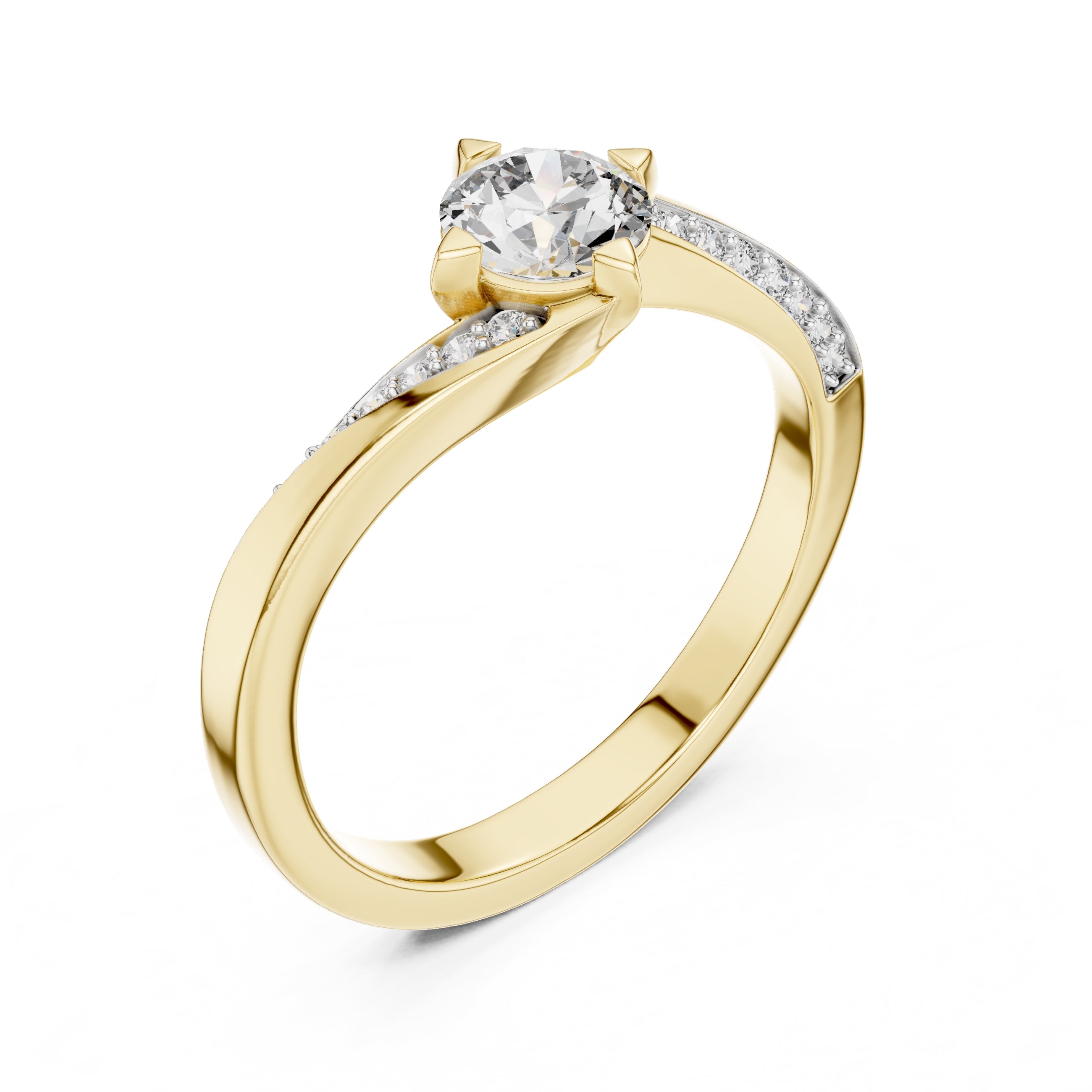 Swirling Solitaire Statement Ring 0.5ct Yellow Gold