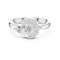 Swirling Crescent Halo Statement Ring White Gold