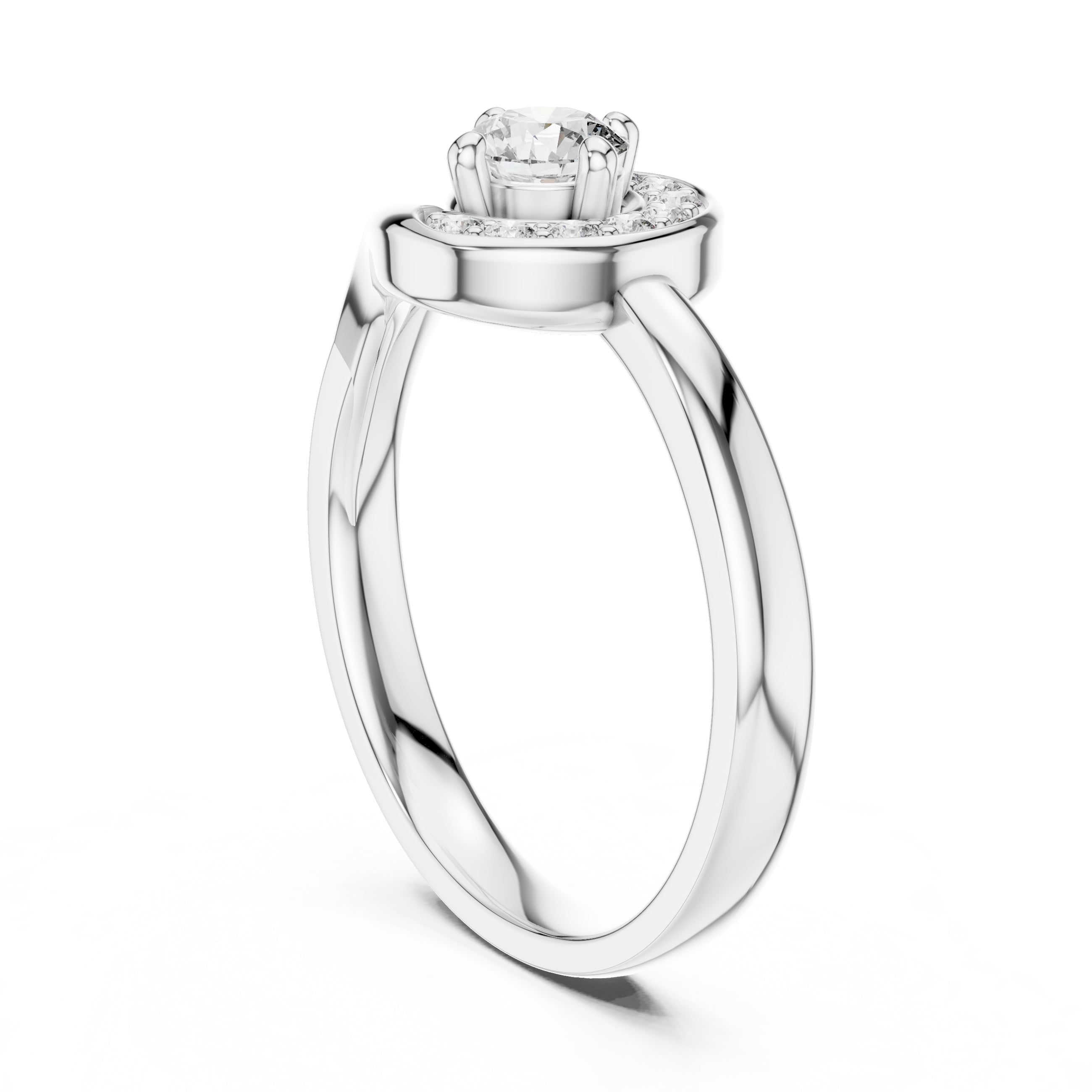 Swirling Crescent Halo Statement Ring White Gold