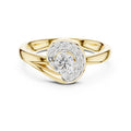 Swirling Crescent Halo Statement Ring Yellow Gold