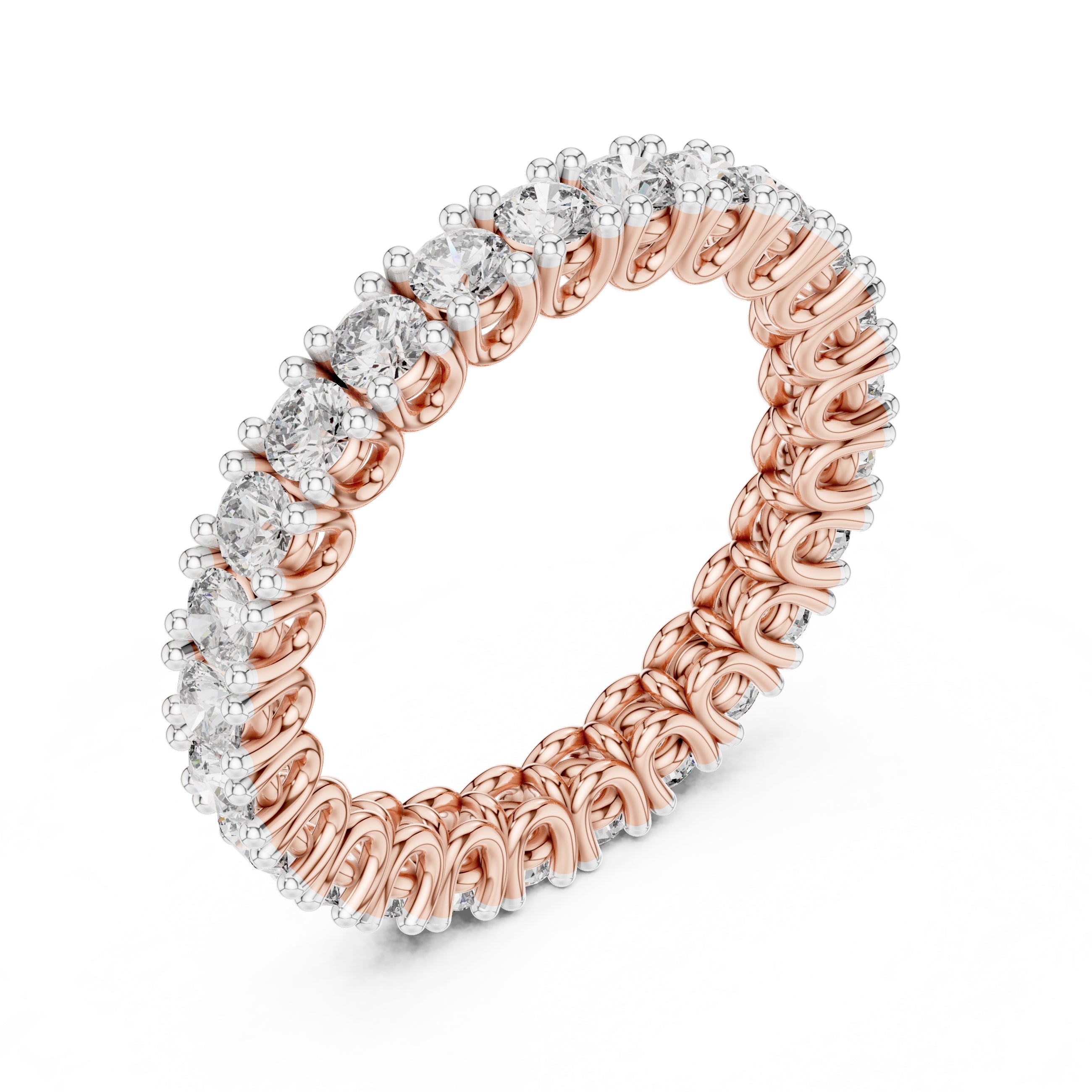 Filigree Eternity Band Statement Ring Rose Gold