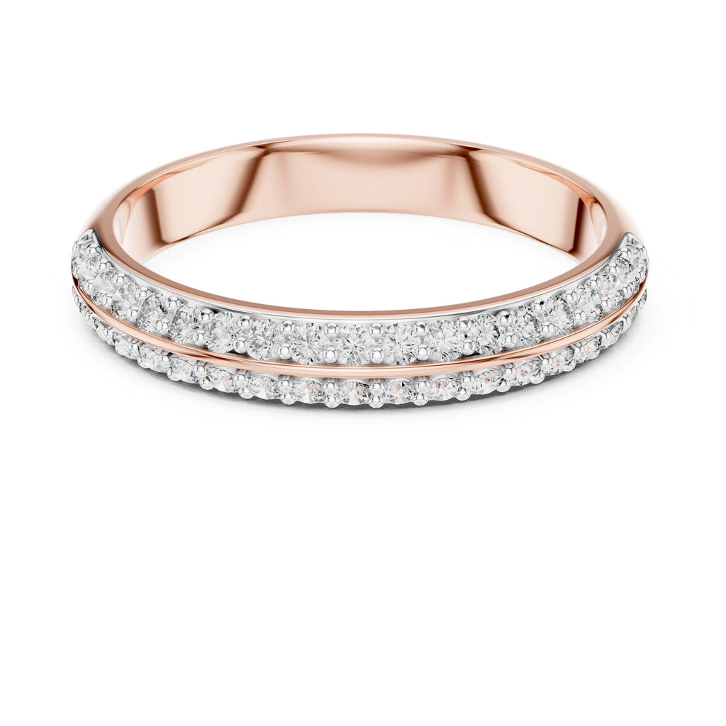 Double-Row Pavé Band Statement Ring Rose Gold