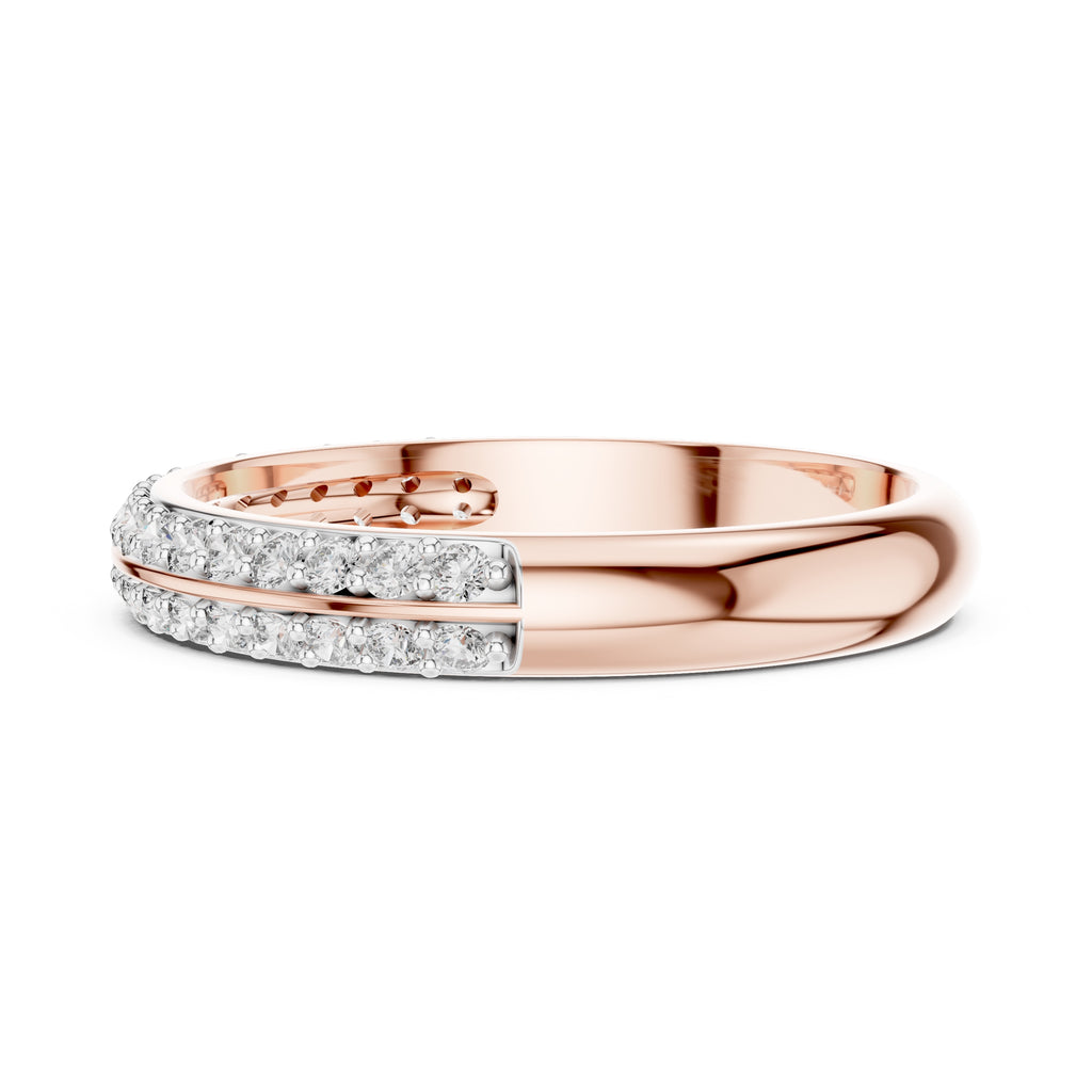 Double-Row Pavé Band Statement Ring Rose Gold