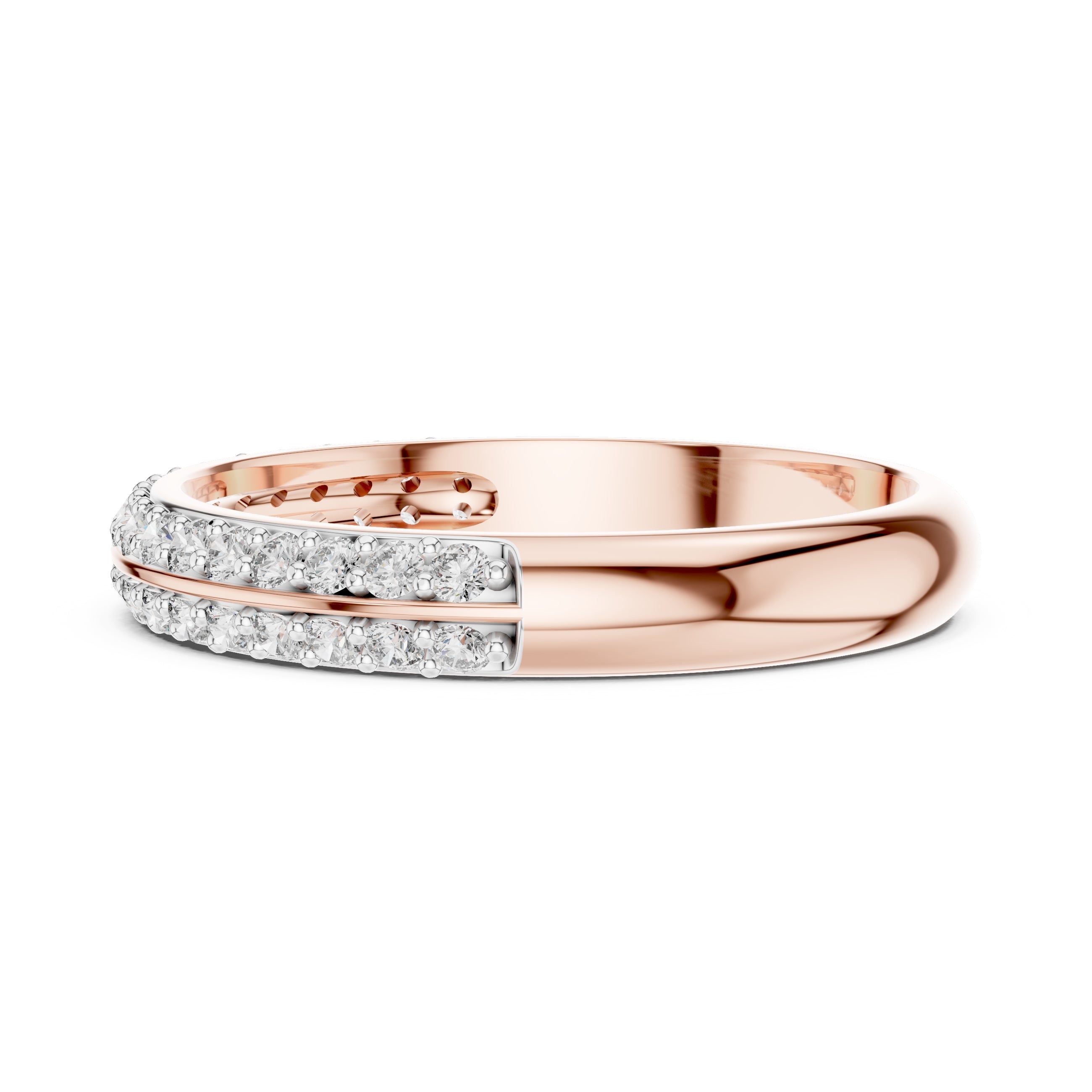 Double-Row Pavé Band Statement Ring Rose Gold