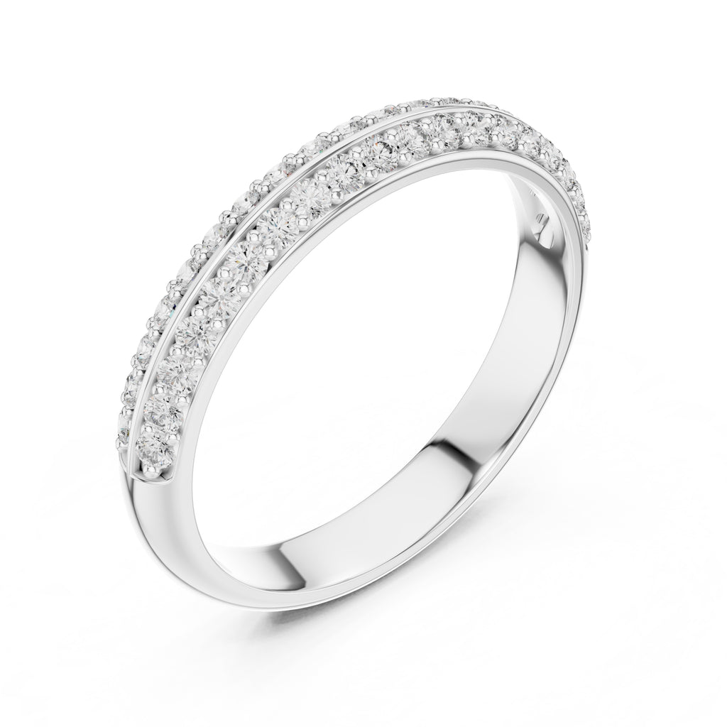Double-Row Pavé Band Statement Ring White Gold