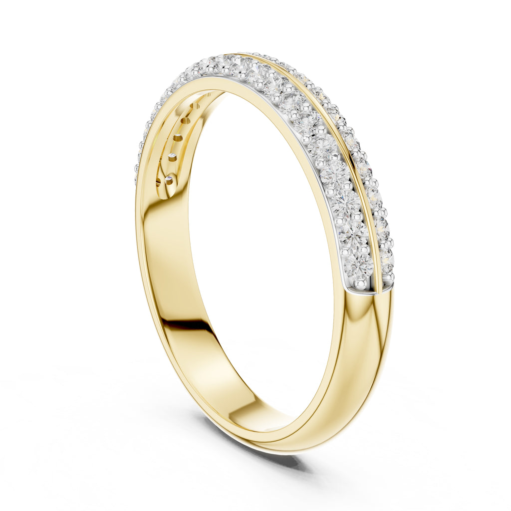 Double-Row Pavé Band Statement Ring Yellow Gold