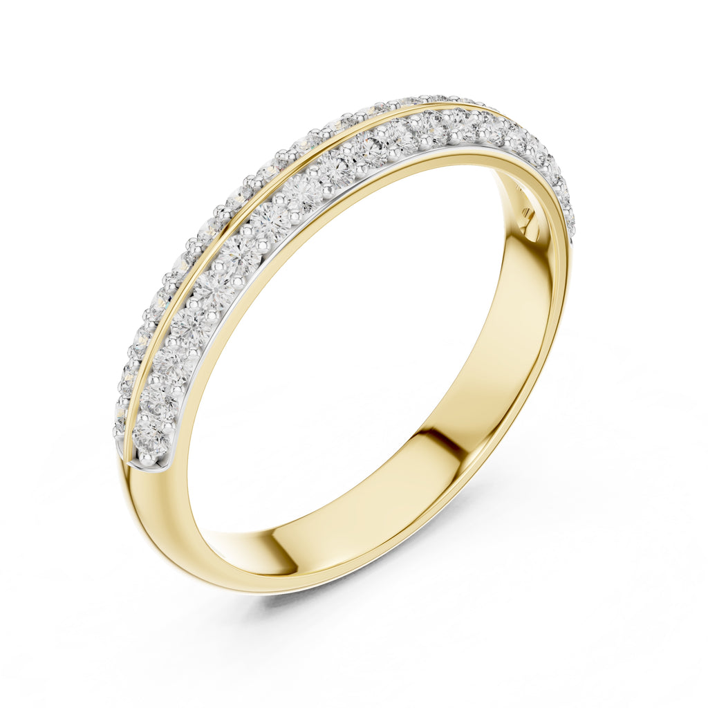 Double-Row Pavé Band Statement Ring Yellow Gold