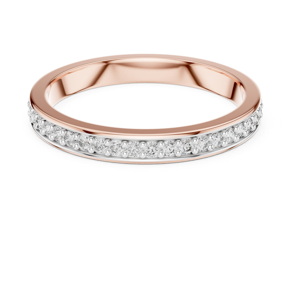Channel-Set Pavé Band Statement Ring Rose Gold