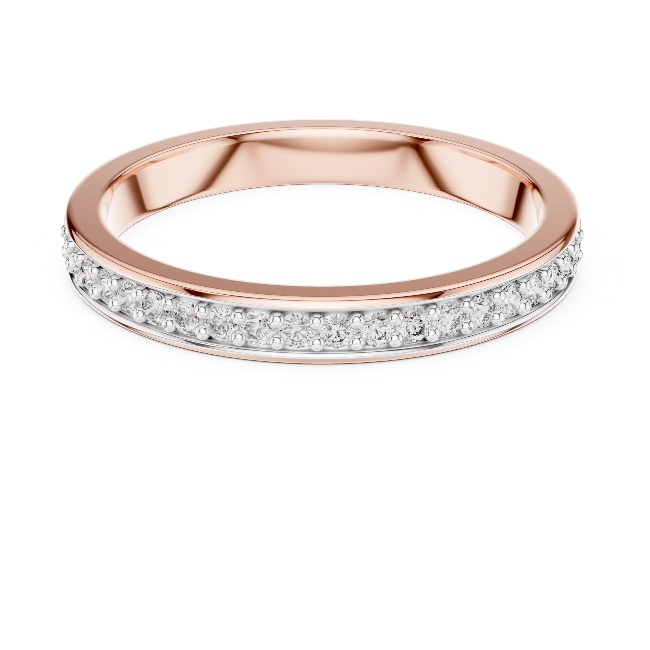 Channel-Set Pavé Band Statement Ring Rose Gold