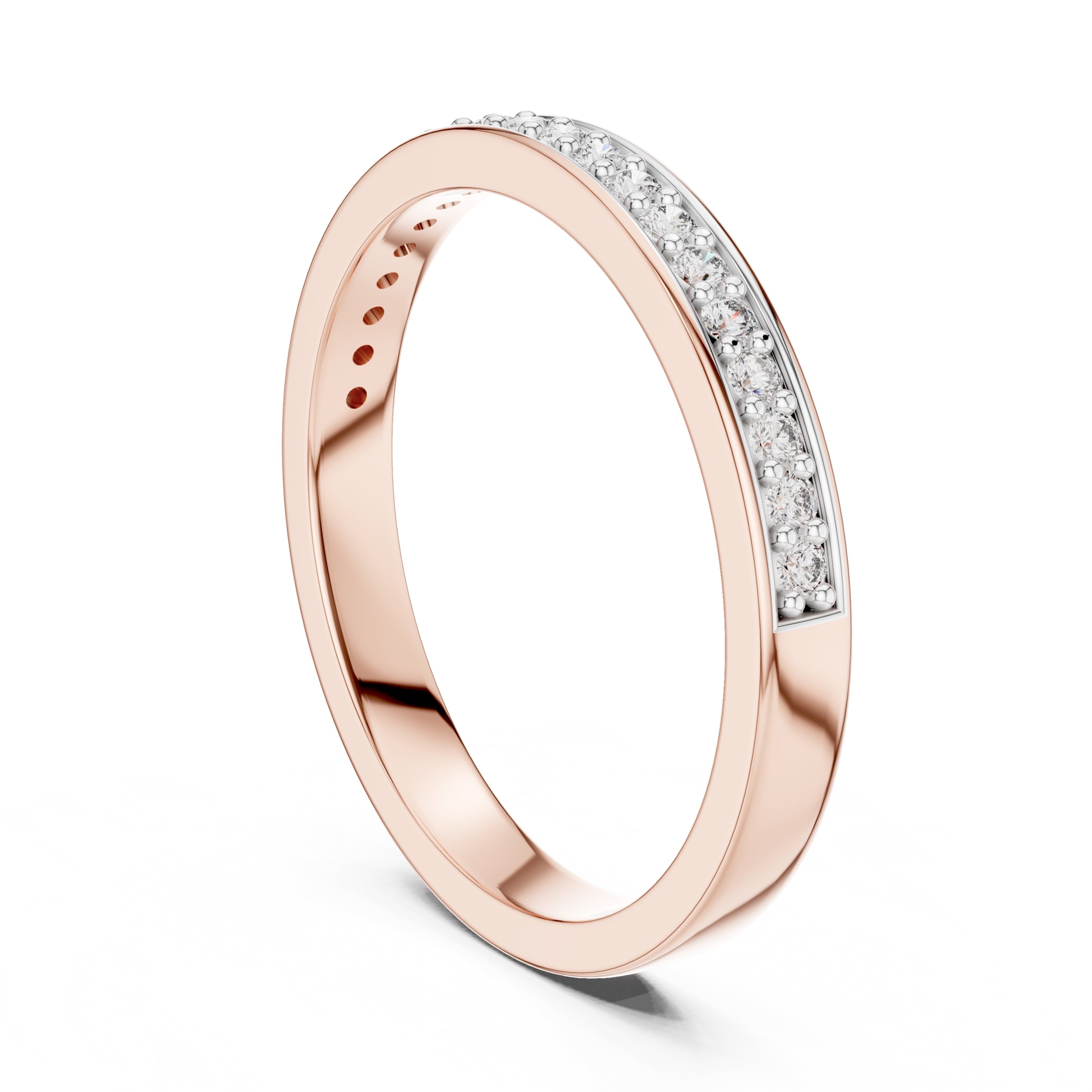 Channel-Set Pavé Band Statement Ring Rose Gold