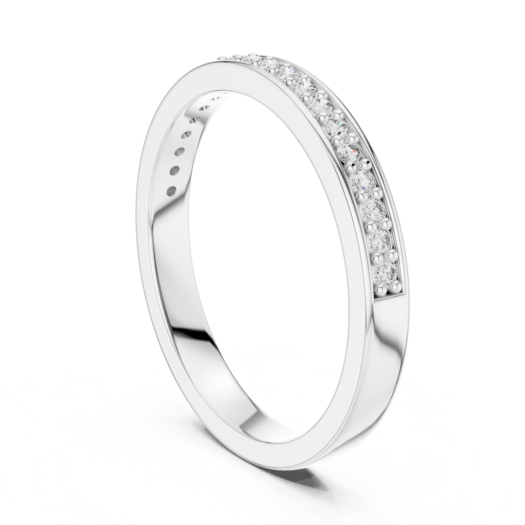 Channel-Set Pavé Band Statement Ring White Gold