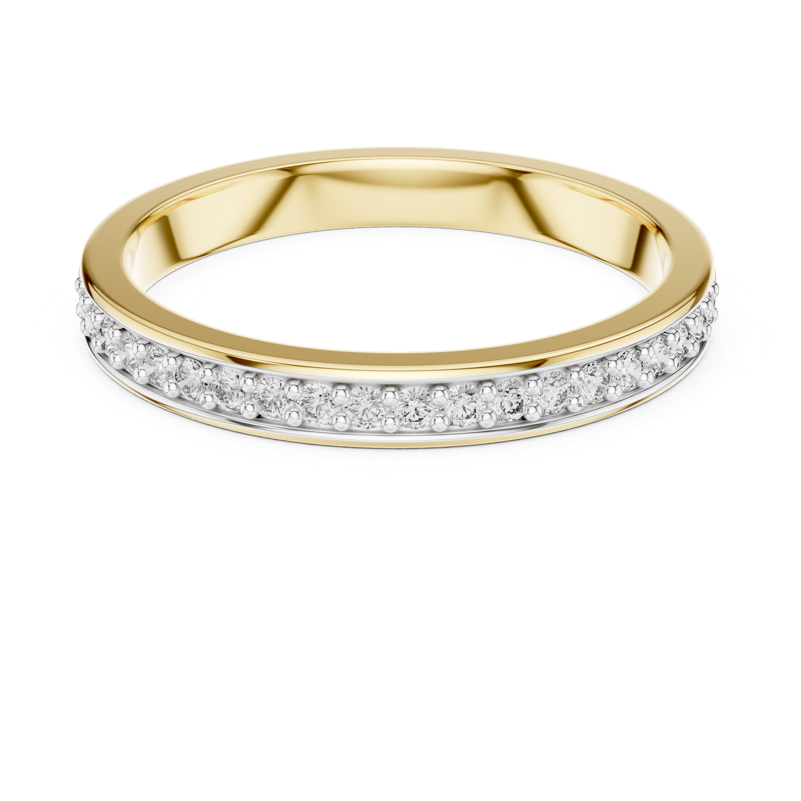 Channel-Set Pavé Band Statement Ring Yellow Gold
