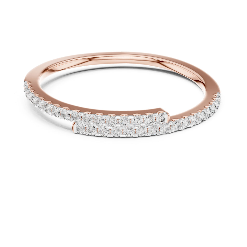 Bypassing Bypass Wrap Pavé Band Statement Ring Rose Gold