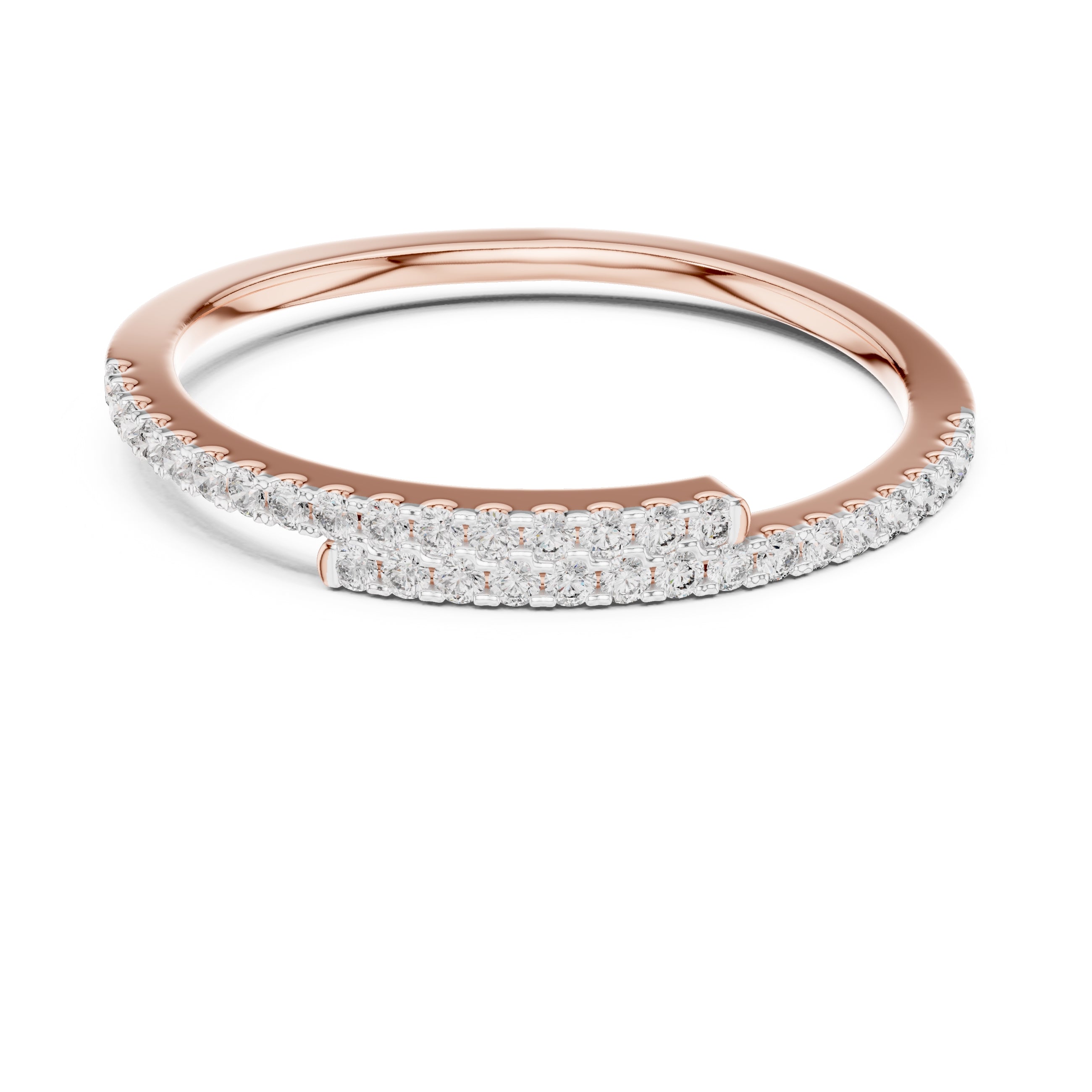 Bypassing Bypass Wrap Pavé Band Statement Ring Rose Gold