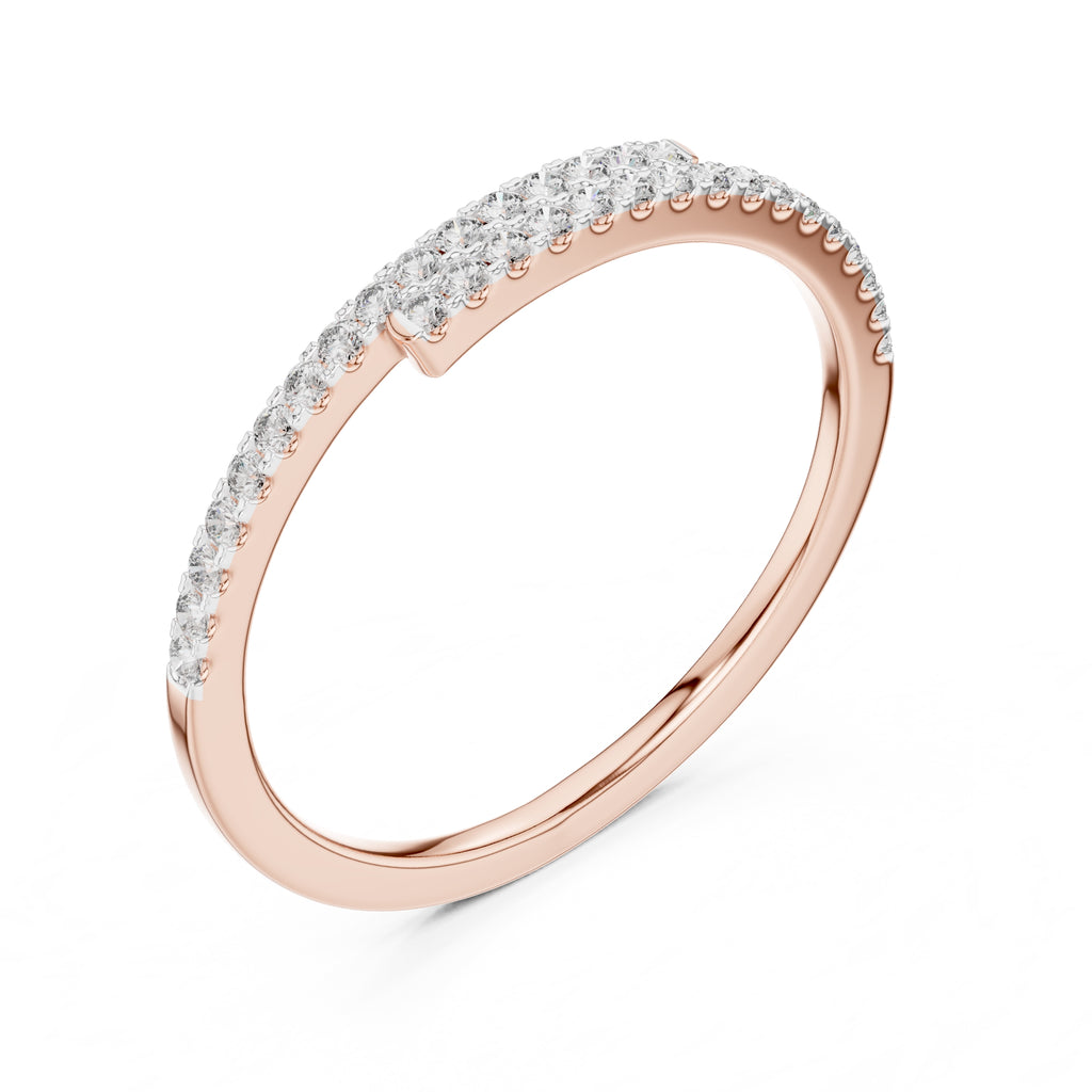 Bypassing Bypass Wrap Pavé Band Statement Ring Rose Gold