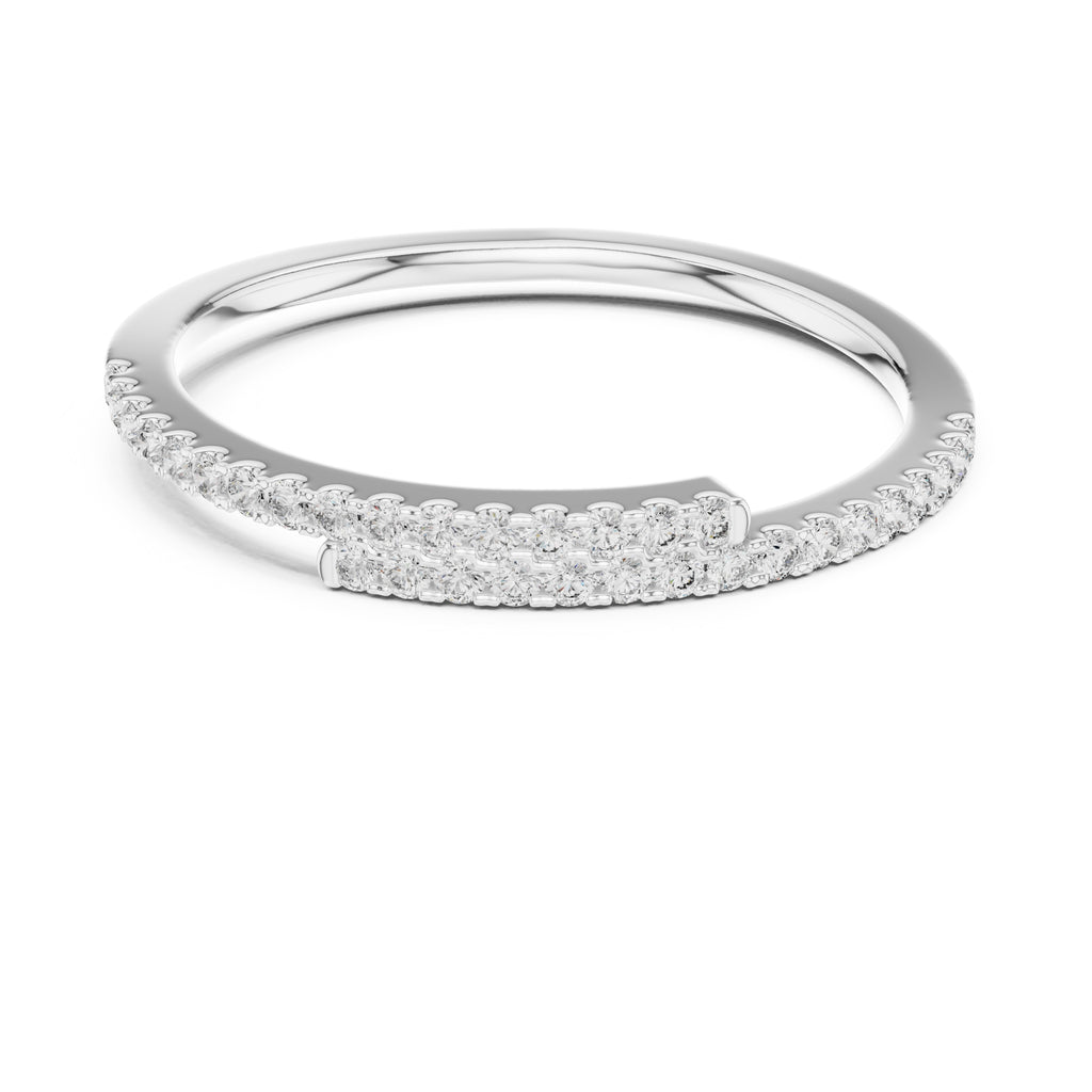 Bypassing Bypass Wrap Pavé Band Statement Ring White Gold