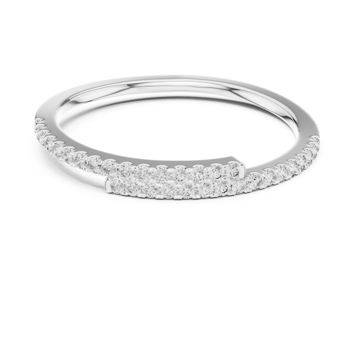 Bypassing Bypass Wrap Pavé Band Statement Ring White Gold