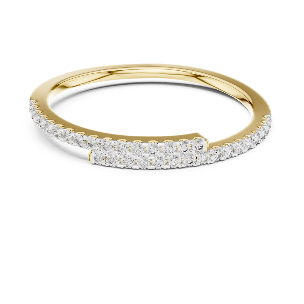 Bypassing Bypass Wrap Pavé Band Statement Ring Yellow Gold