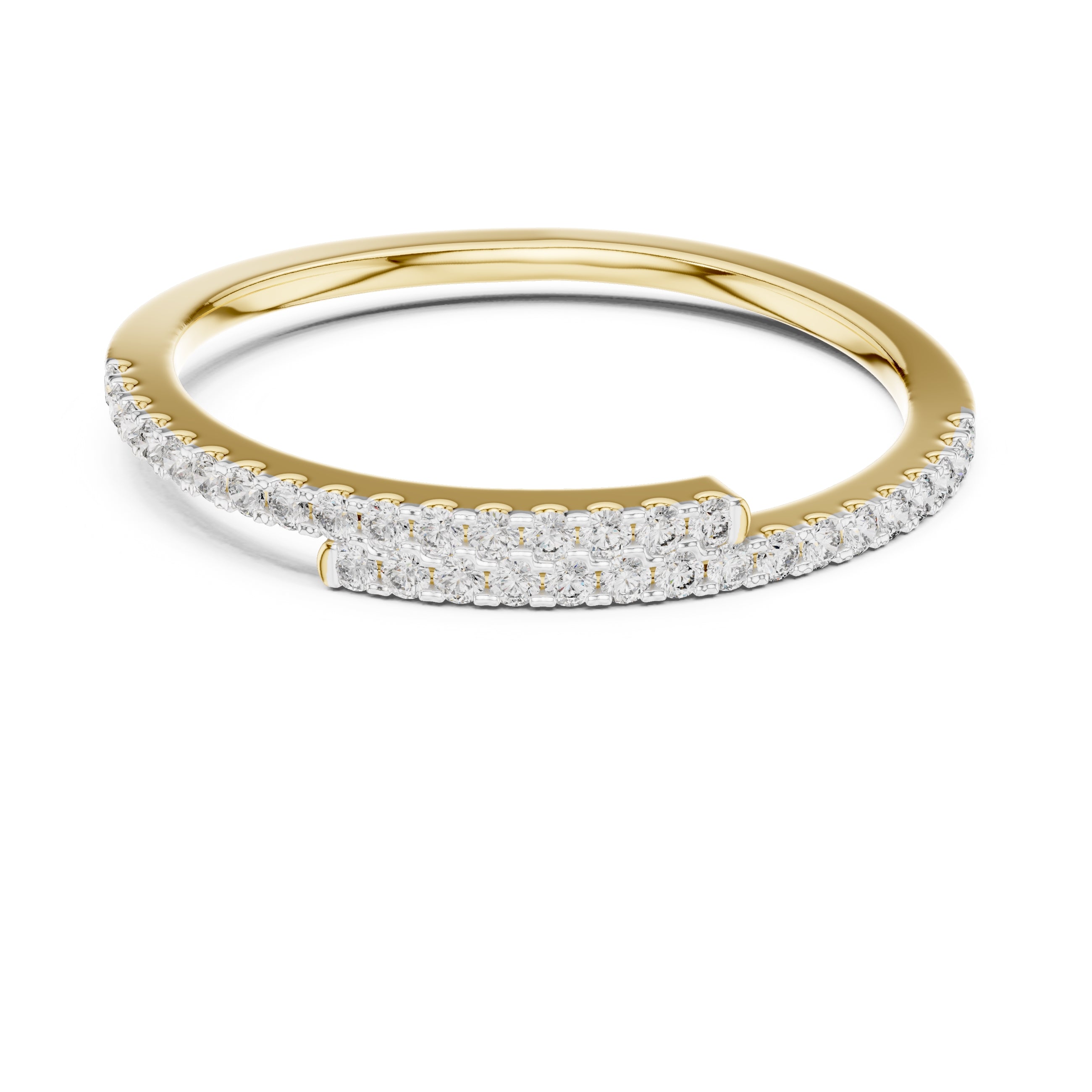 Bypassing Bypass Wrap Pavé Band Statement Ring Yellow Gold