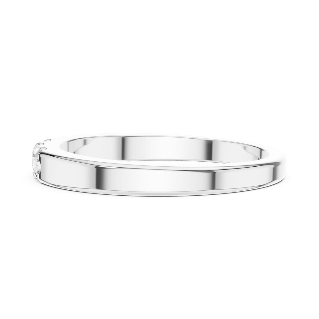Flush-Set Three-Stone Minimalist Ring White Gold