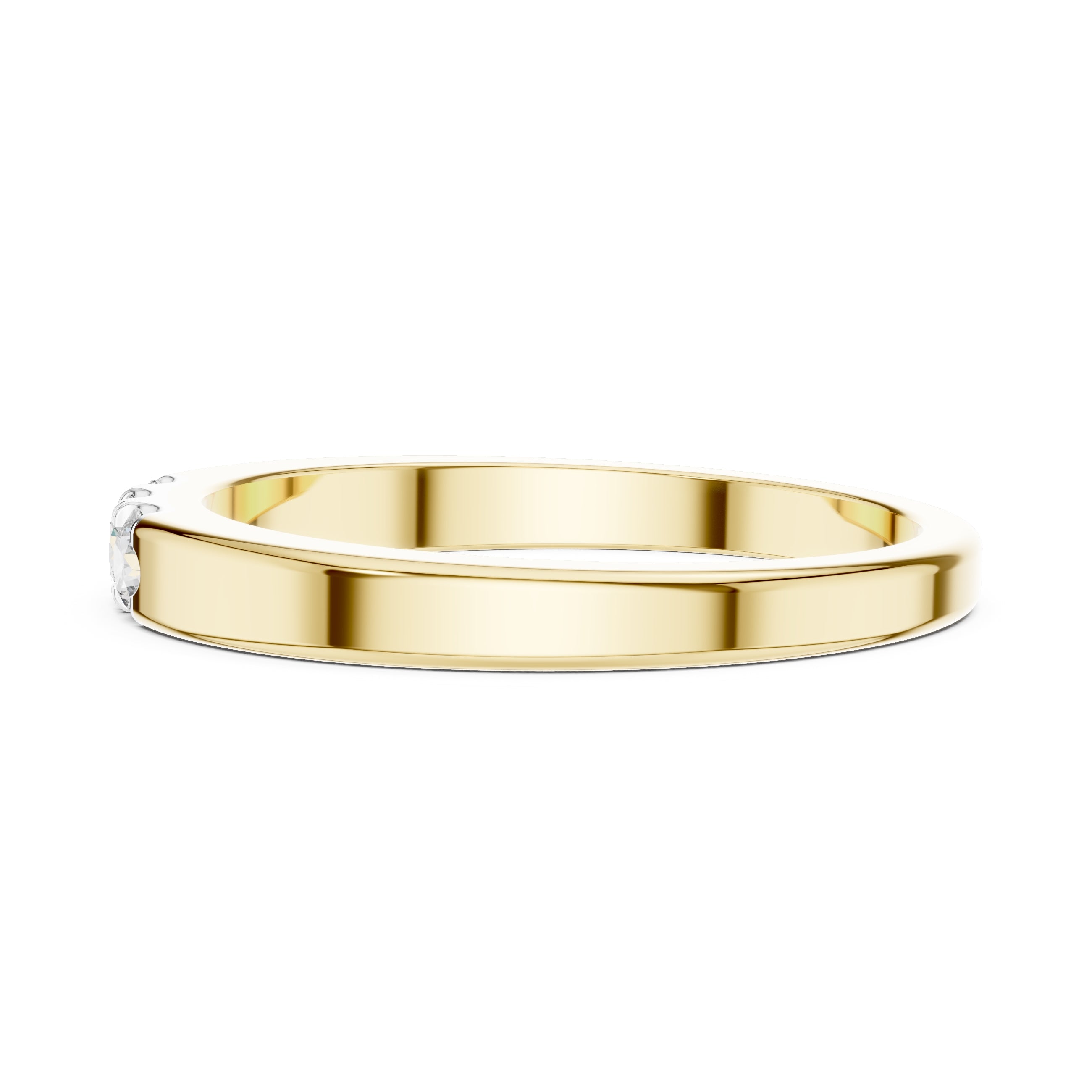 Flush-Set Three-Stone Minimalist Ring Yellow Gold