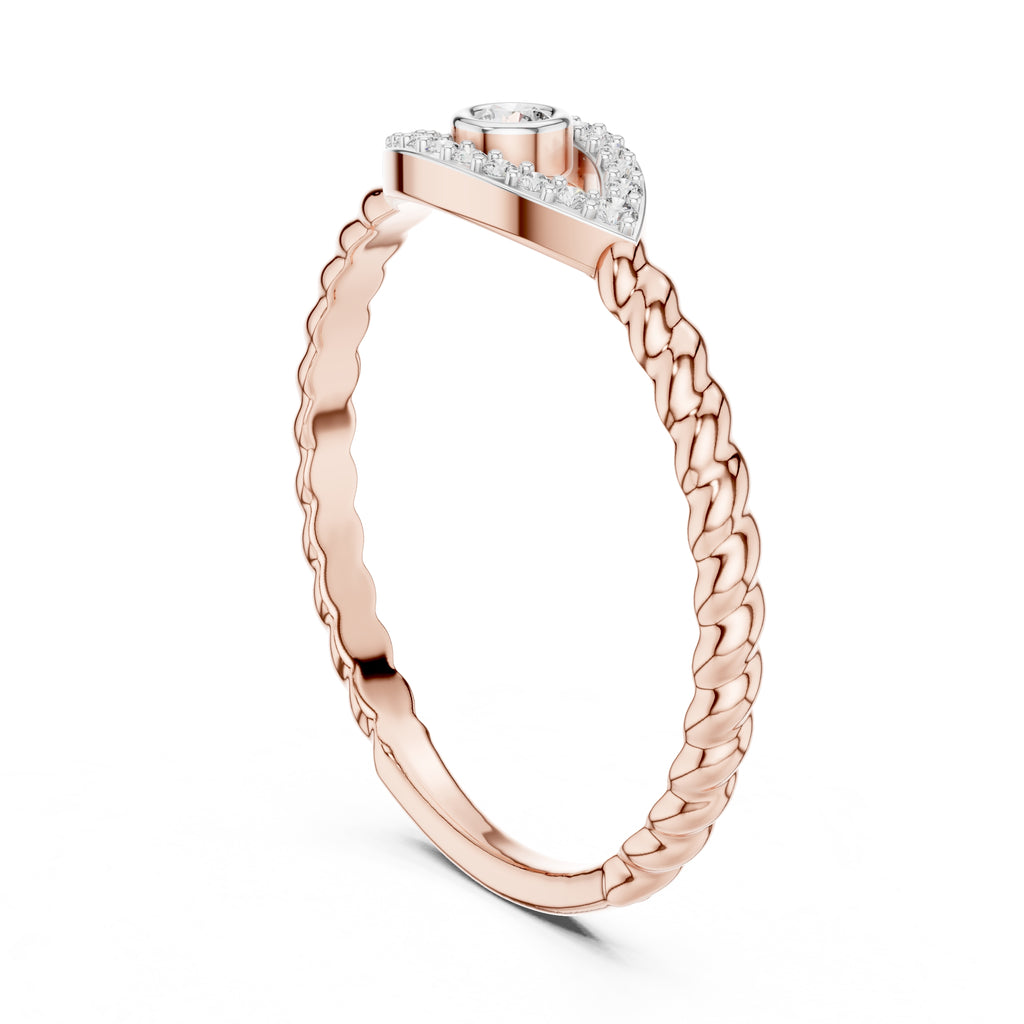 Evil Eye Pavé Bezel Statement Ring Rose Gold