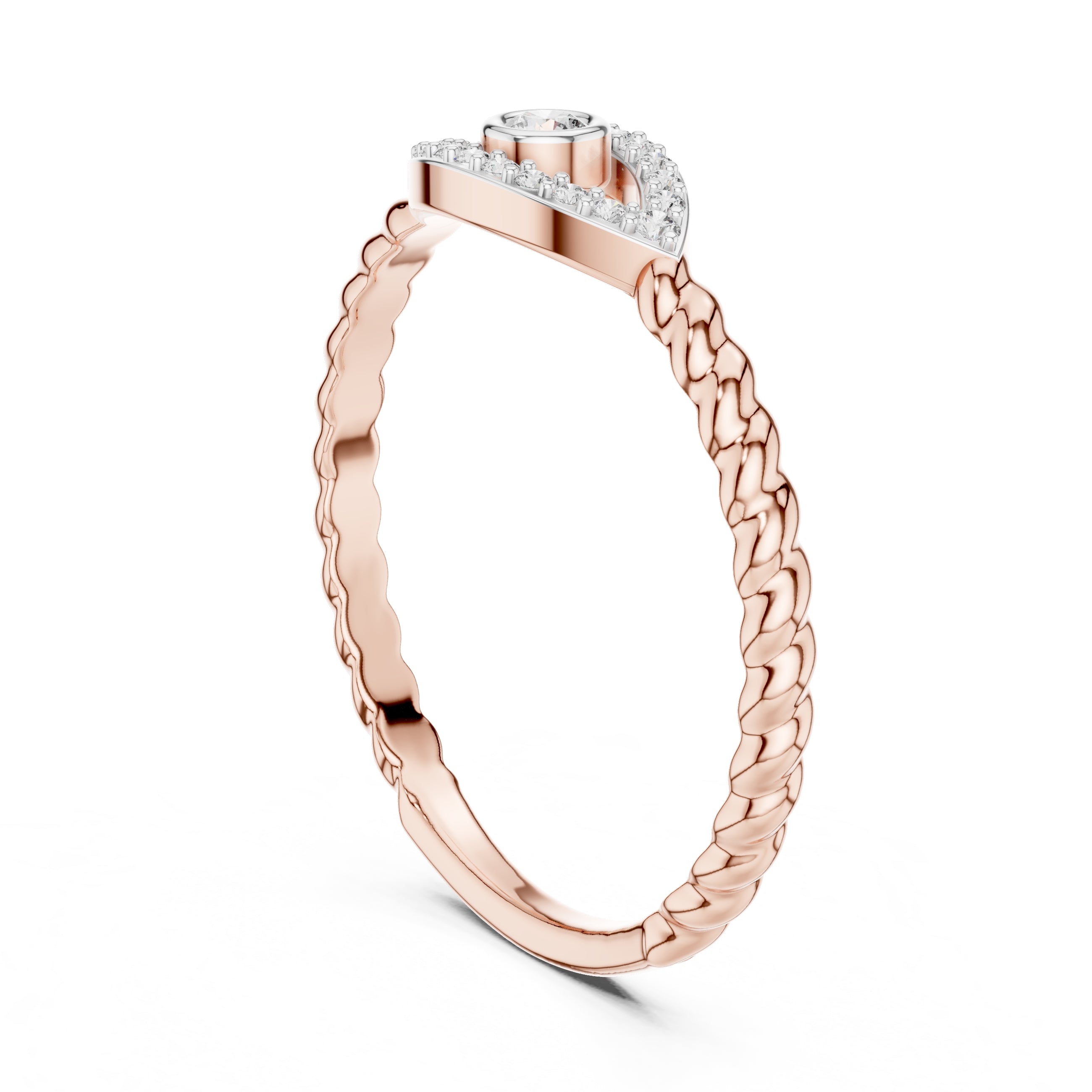 Evil Eye Pavé Bezel Statement Ring Rose Gold