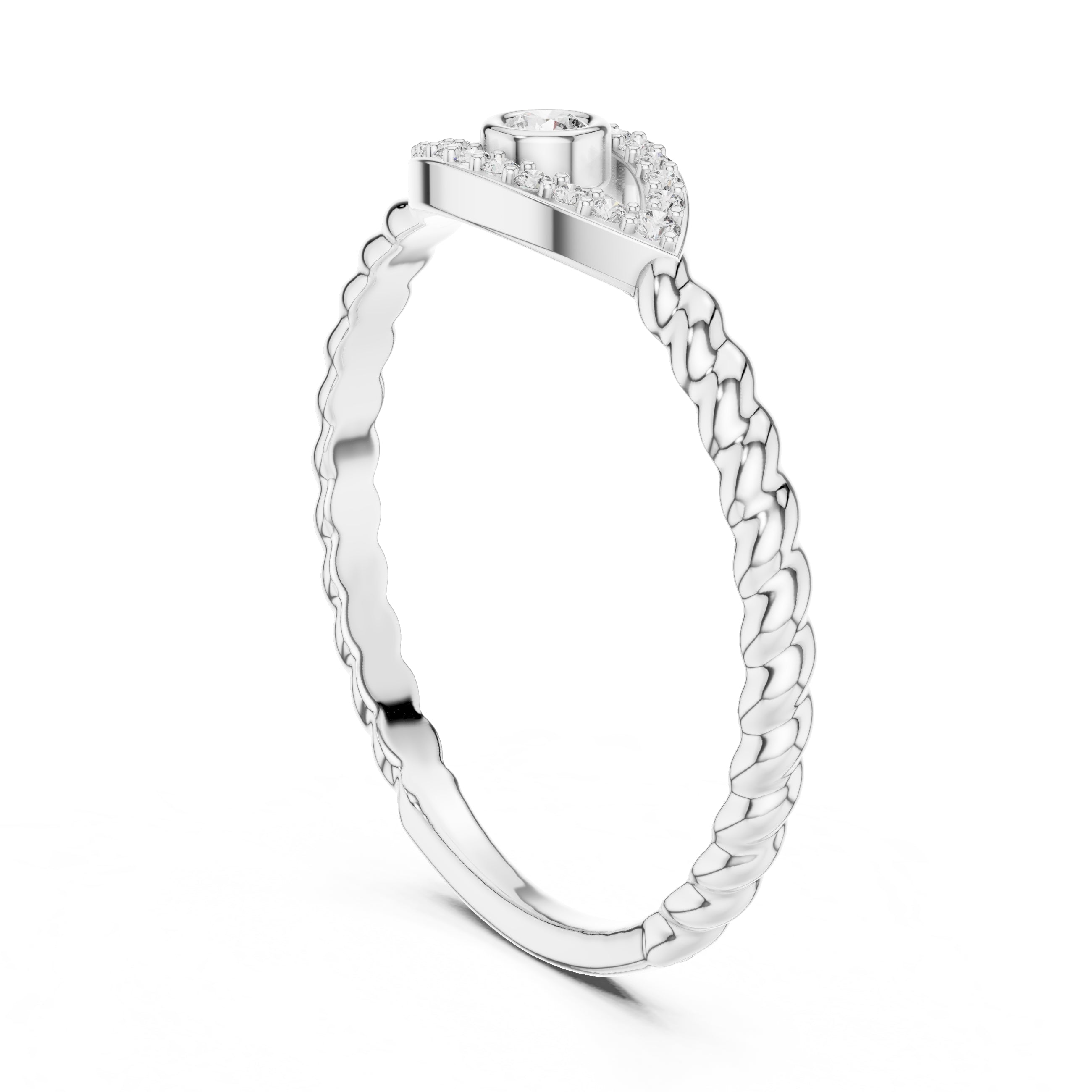 Evil Eye Pavé Bezel Statement Ring White Gold
