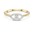 Evil Eye Pavé Bezel Statement Ring Yellow Gold